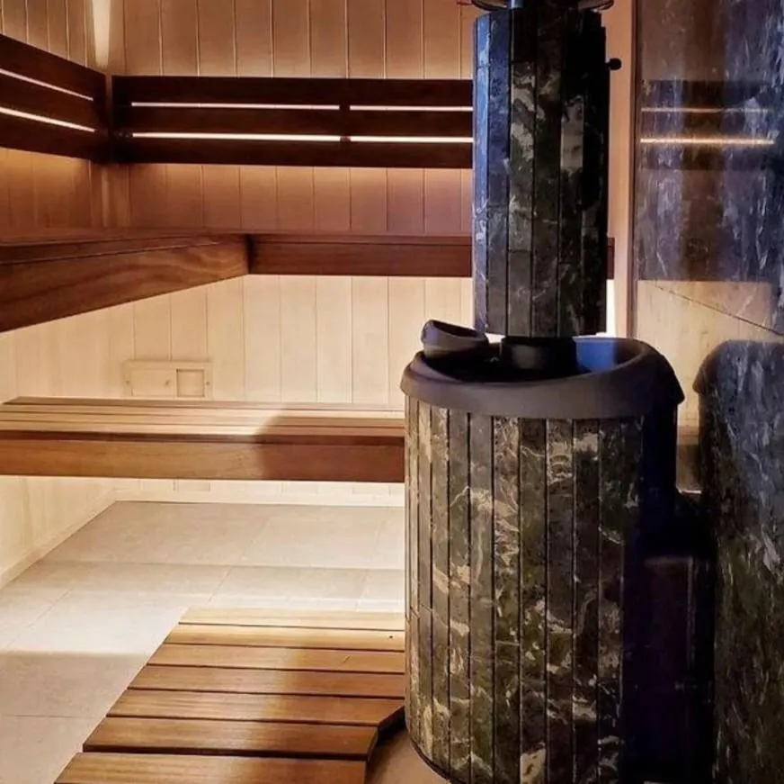 Чугунная банная печь Атмосфера L ламели «Змеевик» наборный