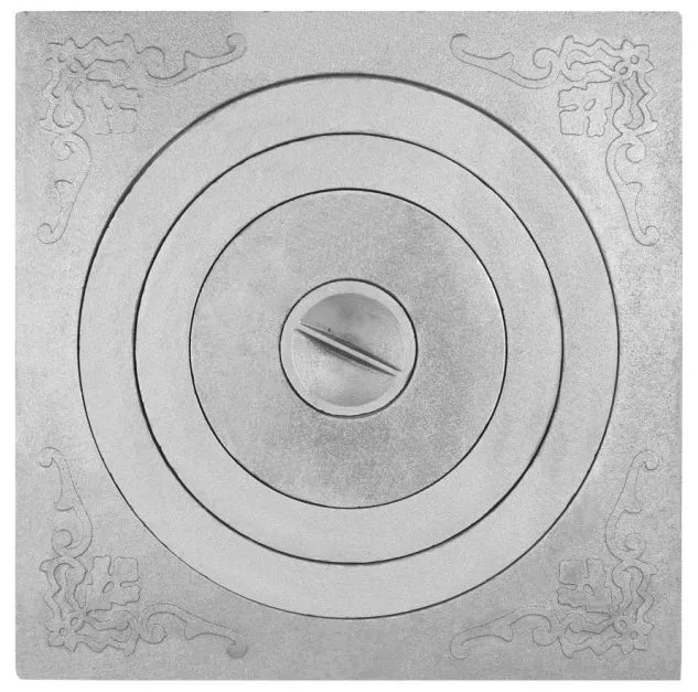 П1-10 Чугунная плита печная с одним отверстием для конфорок под казан от 8 до 20 л. с пазами 700х700х26,5