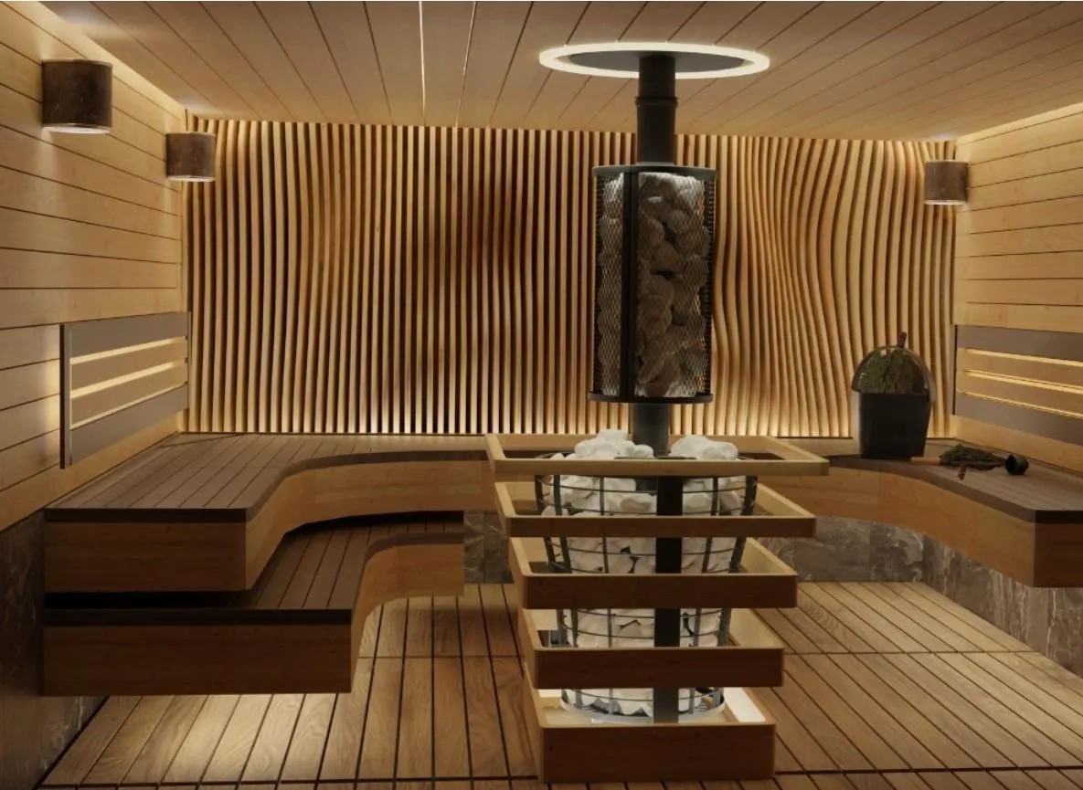 Чугунная банная печь Атмосфера V сетка нержавейка