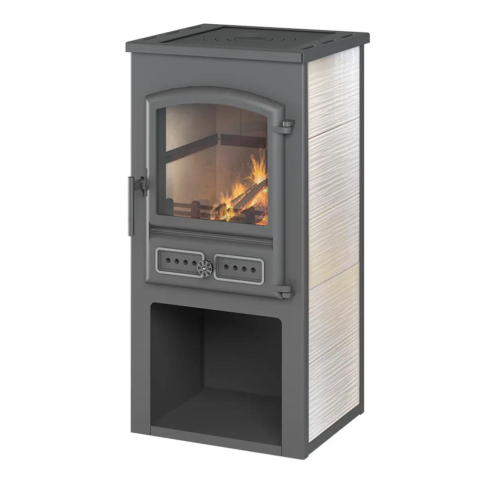 Печь-камин ЭТНА (БКД) с плитой Бежевый Ø115мм