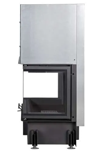 Каминная стальная топка ДЕЛЬТА 800 B три стекла принтинг черный шамот