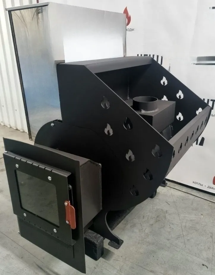 Банная печь ТРИО 24 куб. МД со стеклом (лев)