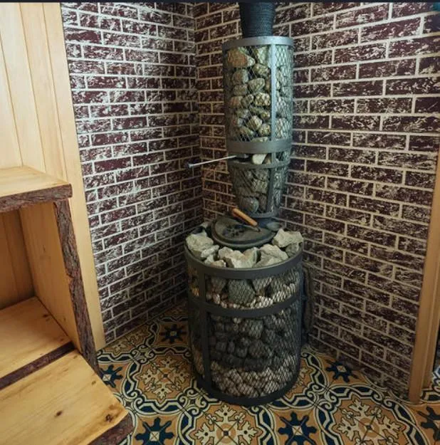 Чугунная банная печь AVANGARD ЗК 25 (М) Pro Ураган в сетке Тюльпан