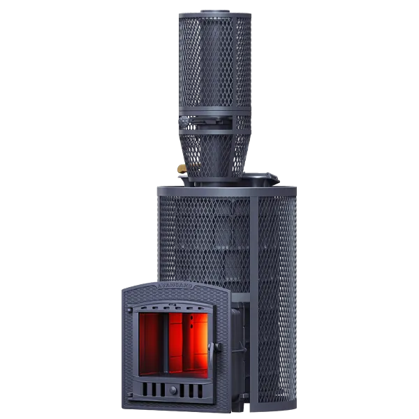 Чугунная банная печь AVANGARD ЗК 40 (П2) Pro Ураган в круглой сетке