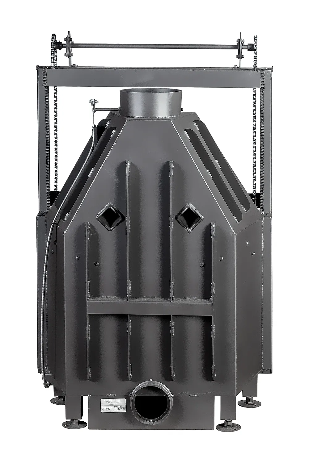 Каминная стальная топка Альфа 800 KВ с контргрузом черный шамот