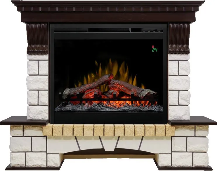 Каминокомплект Pierre Luxe - Венге / Белый с очагом Symphony 26'' DF2624L-INT