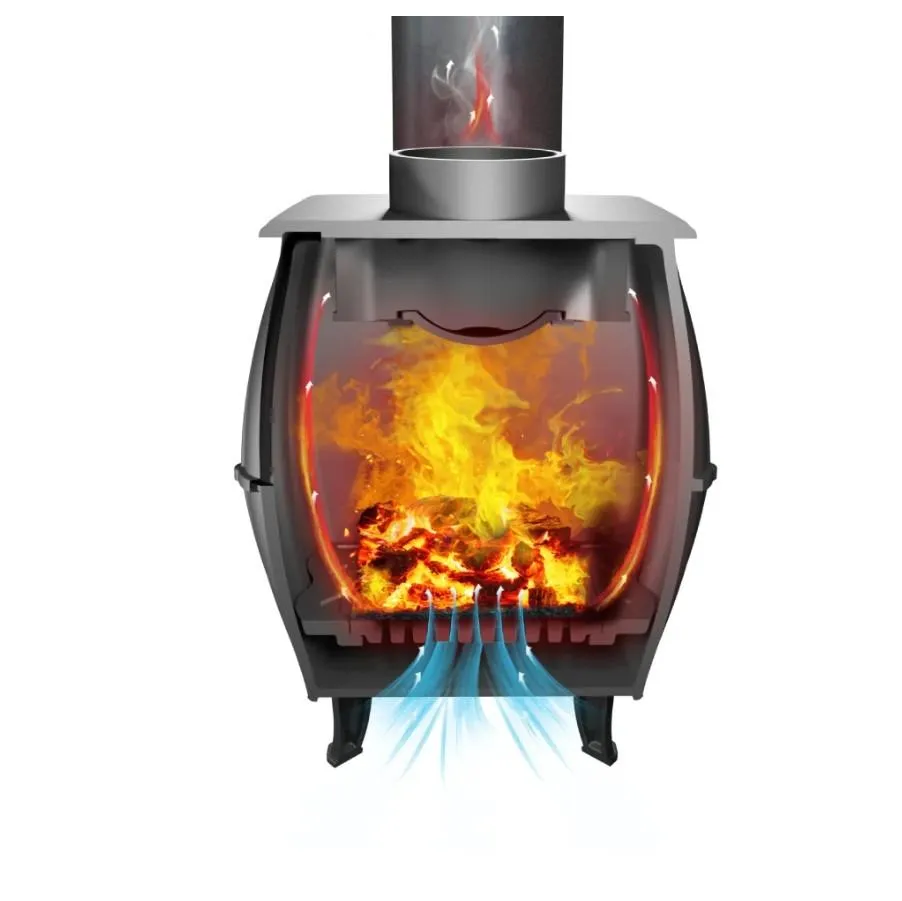 Чугунная печь-камин «Бахтинка» серая