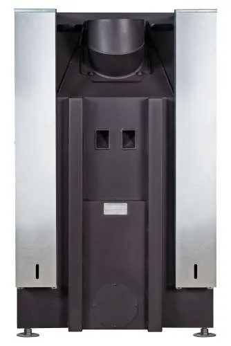 Каминная стальная топка ДЕЛЬТА 800 B три стекла принтинг черный шамот