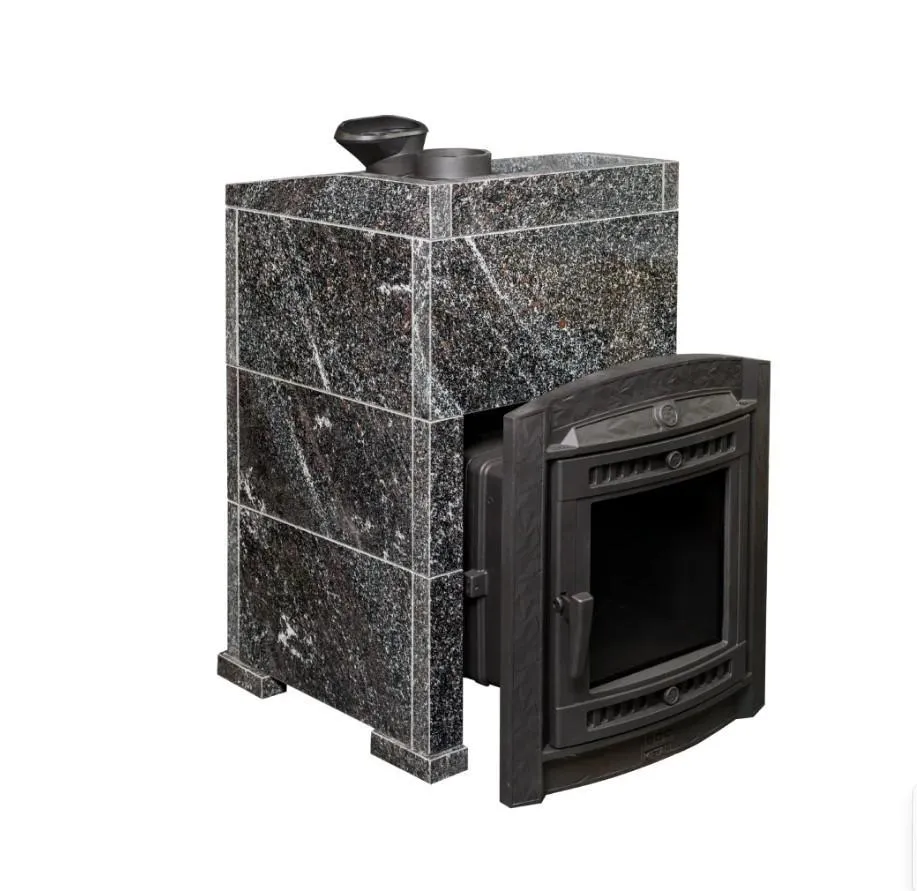 Чугунная банная печь Атмосфера XL в облицовке «Амфиболит»