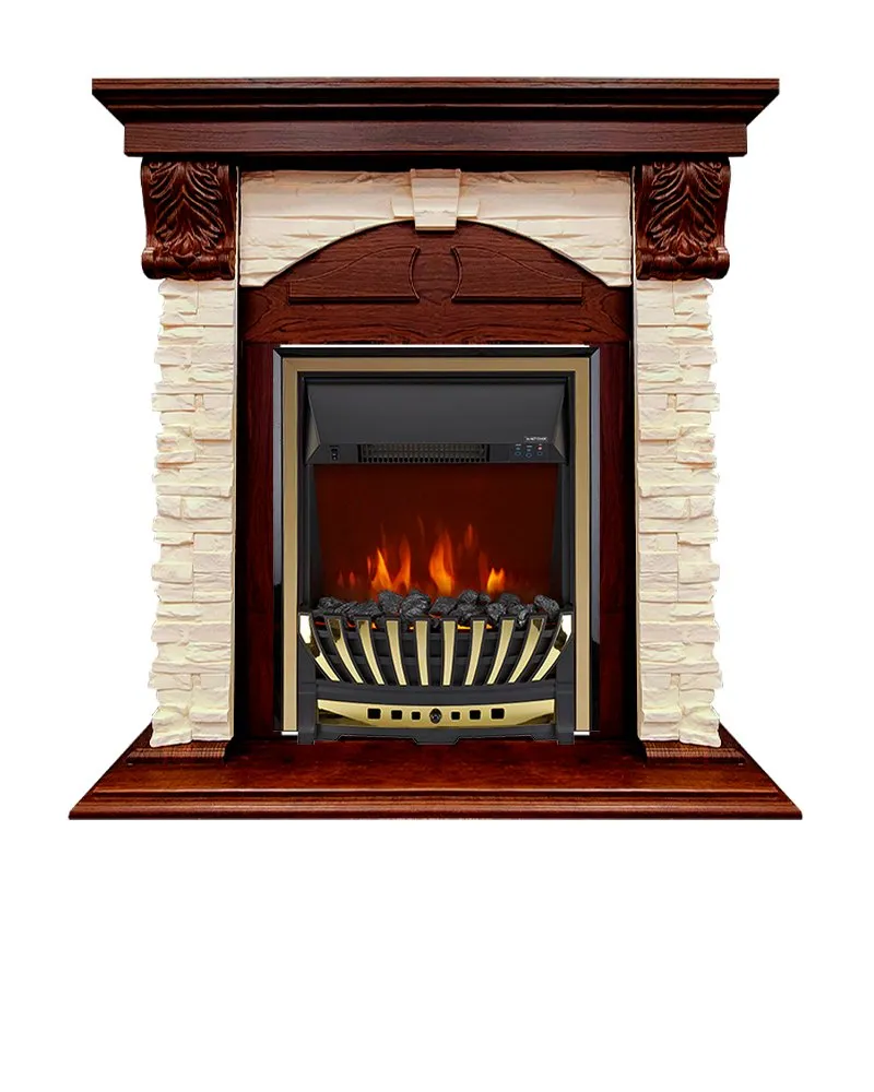 Каминокомплект Dublin (Разборный) - Орех каньон / Сланец  с очагом Aspen Gold