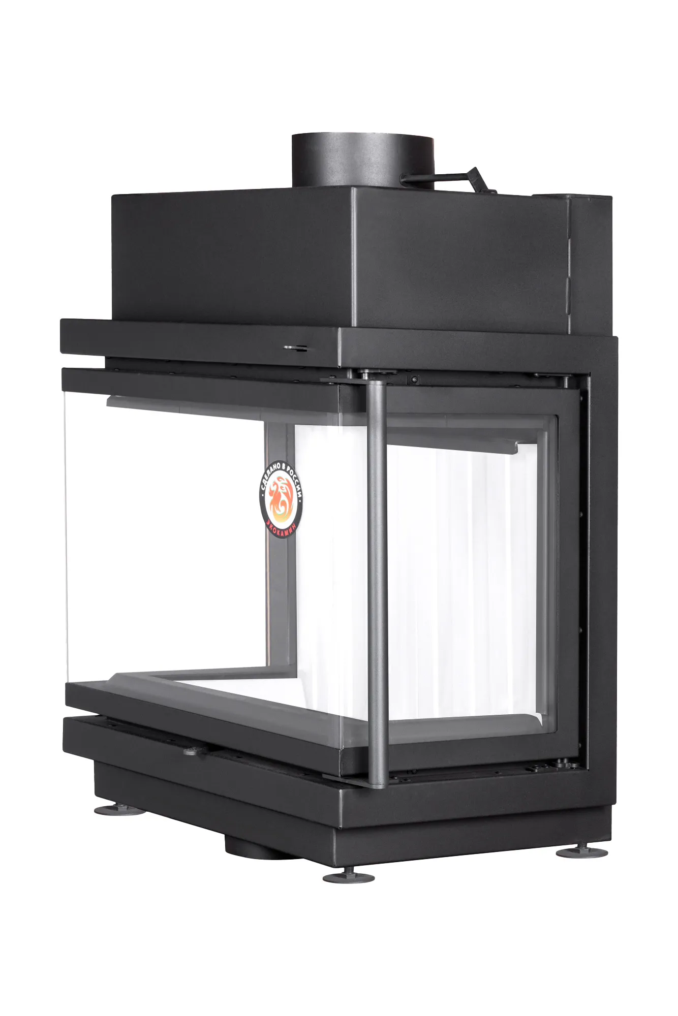 Каминная стальная топка Альфа 700 три стекла подовая