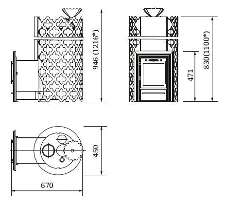 Габаритные размеры печи Арабеска Супер Inox