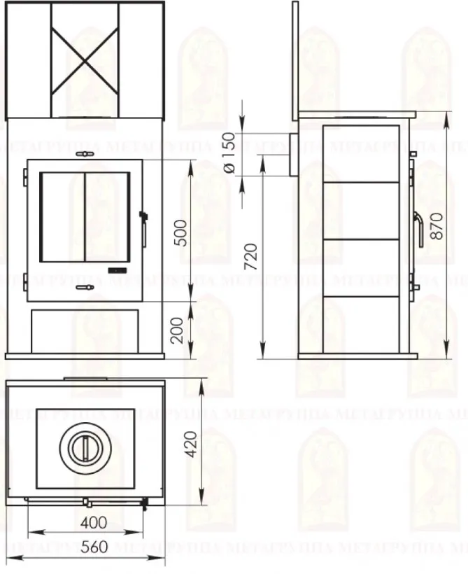 Стальная печь-камин Охта