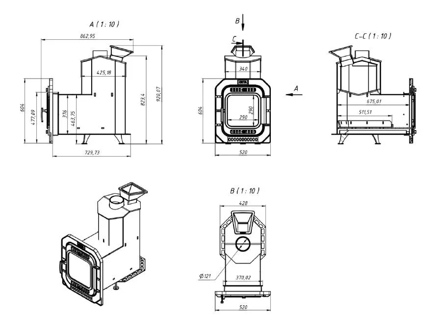Габаритные размеры стальной банной печи Окта 20.jpg