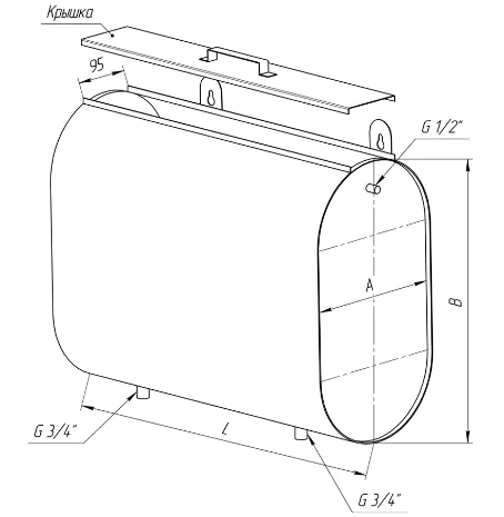 Бак Ferrum 'Комфорт' для теплообменника горизонтальный эллипс 95л