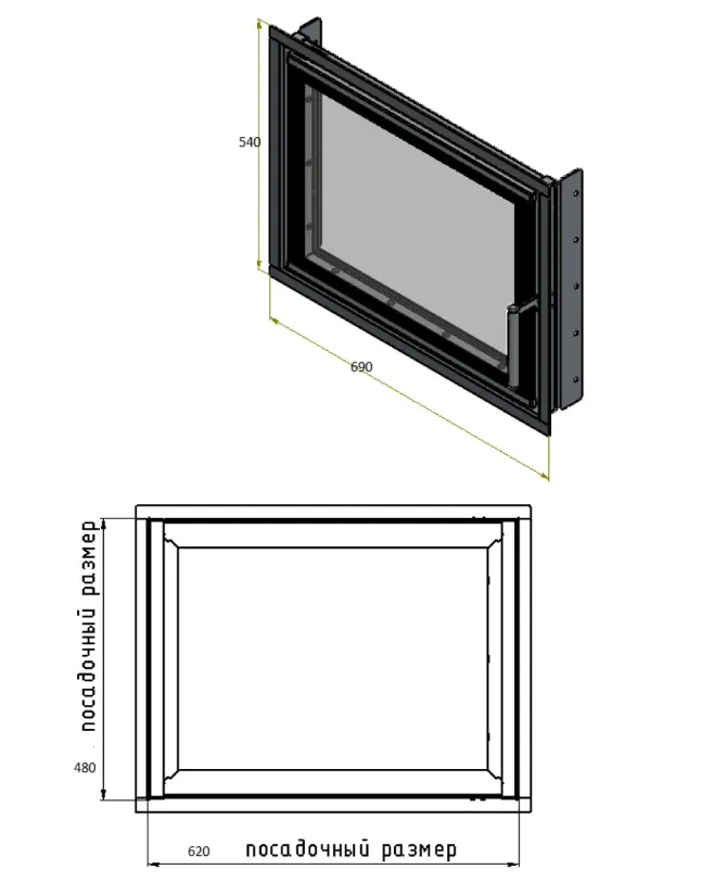 ДК-1 Стальная дверка каминная 690х540