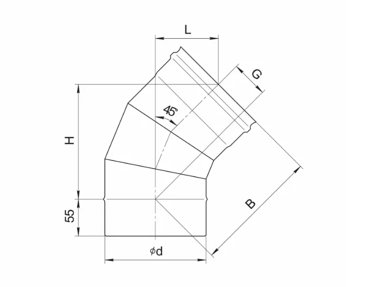 Общий вид колена 135°
