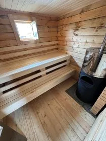 Стальная банная печь Деревенская составная с баком нерж 85 литров