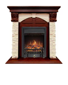 Каминокомплект Dublin (Разборный) - Орех каньон / Сланец  с очагом Fobos FX Black