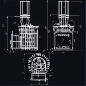 Чугунная банная печь AVANGARD ЗК 25 (П2) Pro Ураган в сетке Тюльпан