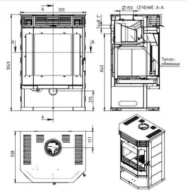 Стальная Печь-камин Ангара 12 Аква