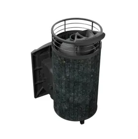 Чугунная банная печь Атмосфера XL Пироксенит ламель+сетка с газовой горелкой