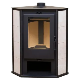 Стальная печь-камин Ритм L+ угловой с плитой 7 кВт Стальная печь-камин Ритм L+ угловой с плитой 7 кВт