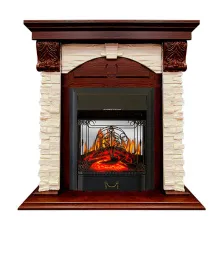 Каминокомплект Dublin (Разборный) - Орех каньон / Сланец  с очагом Majestic FX M Black RC