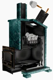 Премиальная банная печь Сибирь 40 ЗК дверка 700х700 в облицовке Президент змеевик Премиальная банная печь Сибирь 40 ЗК дверка 700х700 в облицовке Президент змеевик