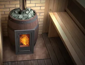 Банная печь Вариата Inox Люмина КТК Баррель палисандр