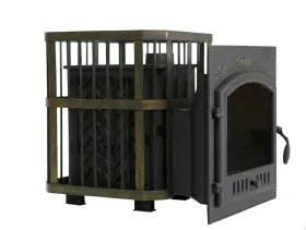 Премиальная чугунная банная печь Сибирь 25 дверка 700х700 в сетке Премиальная чугунная банная печь Сибирь 25 дверка 700х700 в сетке