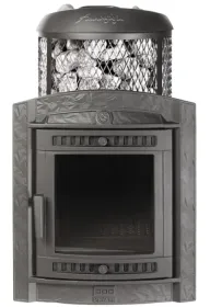 Чугунная банная печь Атмосфера L с комбинированной облицовкой «Жадеит» наборный