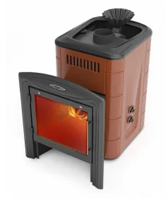 Банная печь Гейзер Мини 2016 Inox Витра ЗК ТО терракота