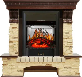 Каминокомплект Pierre Luxe угловой - Темный дуб / Сланец с очагом Majestic FX M Black RC Каминокомплект Pierre Luxe угловой - Темный дуб / Сланец с очагом Majestic FX M Black RC