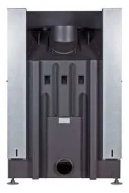 Каминная стальная топка ДЕЛЬТА 1000 PВ три стекла подовое горение принтинг черный шамот