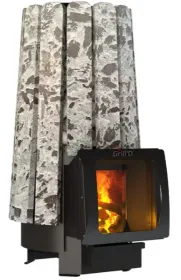 Стальная банная печь Cometa Vega 180 Short Window Max Stone (Серпентинит)