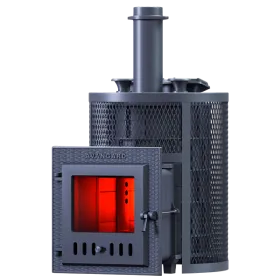 Чугунная банная печь AVANGARD ЗК 25 (М) Ураган в круглой сетке