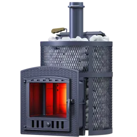 Чугунная банная печь AVANGARD ЗКН 35 (П2) Ураган в круглой сетке