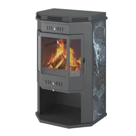 Печь-Камин ASTON 12кВт (200 м3) Призматик с плитой (Амфиболит)