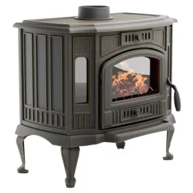 Чугунная печь-камин отопительная ПМЧ-9АС, с патиной