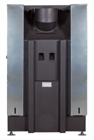 Каминная стальная топка ДЕЛЬТА 800 Р три стекла принтинг подовое горение