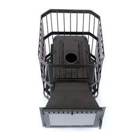 Чугунная банная печь Сибирь 18 с панорамной дверцей сетка Чугунная банная печь Сибирь 18 с панорамной дверцей сетка