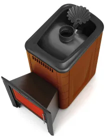 Банная печь Ангара 2012 Inox Витра ЗК терракота