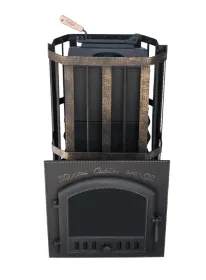 Премиальная чугунная банная печь Сибирь 25 ЗК дверка 545х545 в сетке Премиальная чугунная банная печь Сибирь 25 ЗК дверка 545х545 в сетке