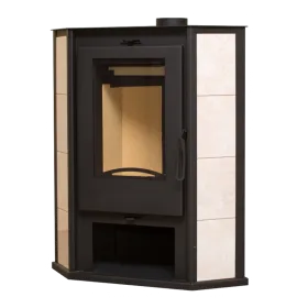 Стальная печь-камин Ритм L+ угловой с плитой 7 кВт Стальная печь-камин Ритм L+ угловой с плитой 7 кВт