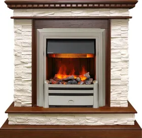 Каминокомплект Calgary - Дуб / Сланец беженый с очагом Chesford