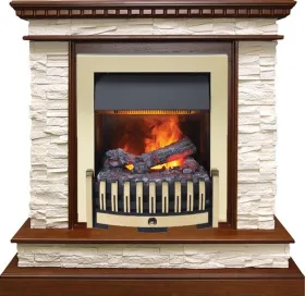 Каминокомплект Calgary - Дуб / Сланец беженый с очагом Danville Brass FB2