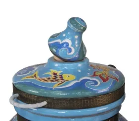 Керамический тандыр Морской Цвет Голубой с узором