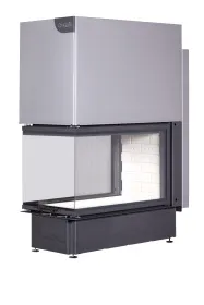 Каминная стальная топка ДЕЛЬТА 900 три стекла принтинг