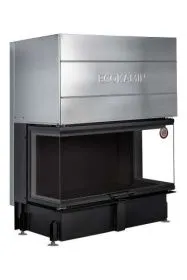 Каминная стальная топка ДЕЛЬТА 1200 B три стекла принтинг черный шамот